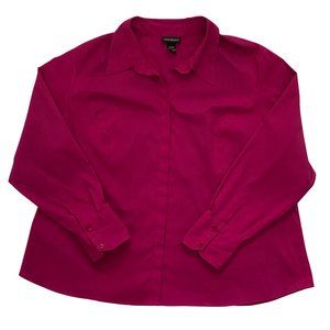 Lane Bryant 22 24 Top for Women - Long Sleeve Blouse Button-Down Shirt (Magenta)